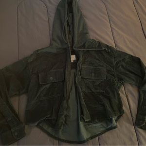 Corduroy cropped hoodie jacket